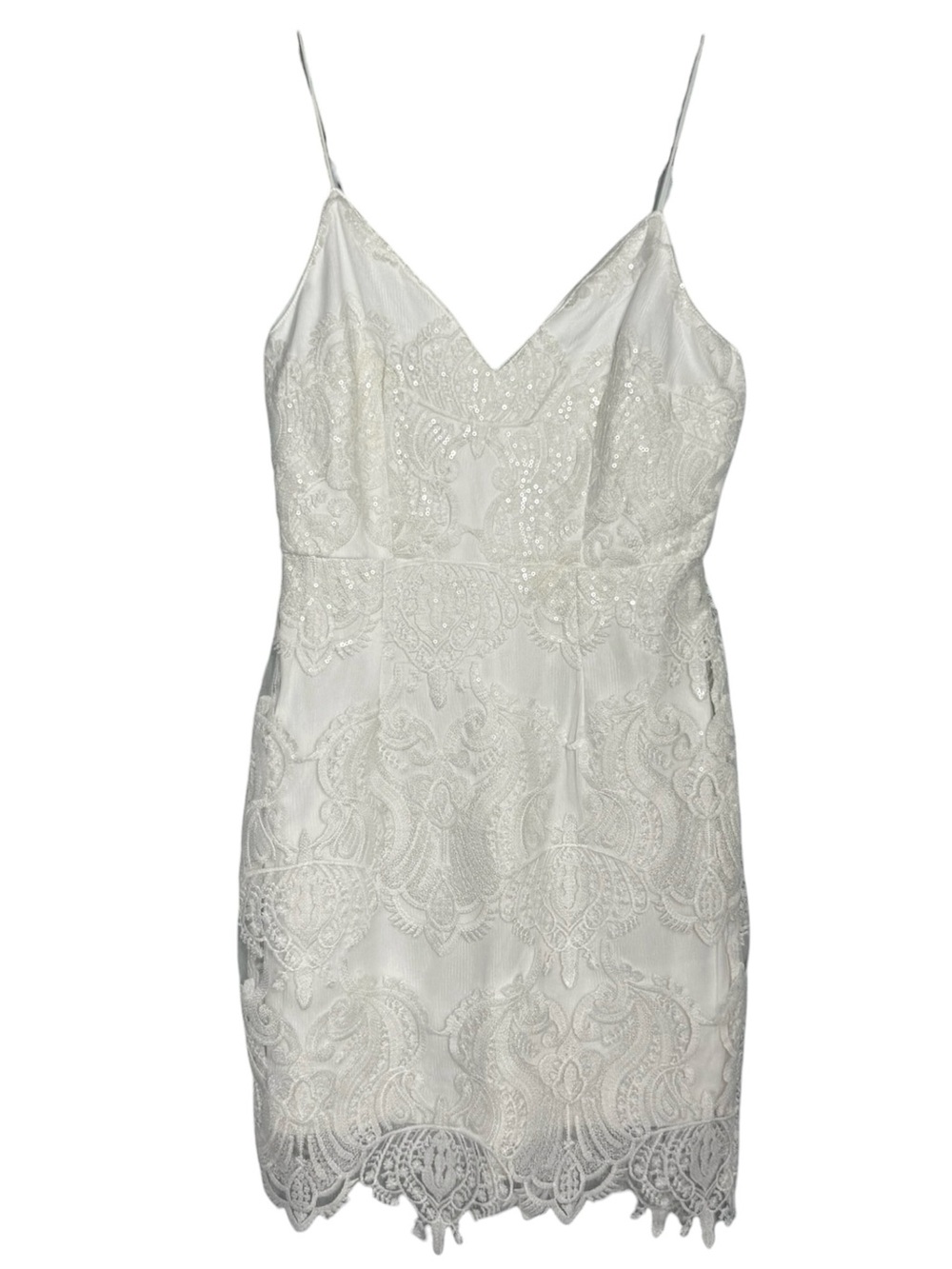 Hello Molly Venetian Valerie White Lace Sequin Mini Dress NWT Size S - Picture 2 of 11